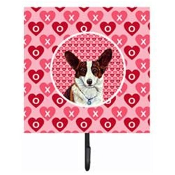 Carolines Treasures 4.25 x 7 in. Corgi Valentines Love and Hearts Leash Or Key Holder LH9153SH4 - main