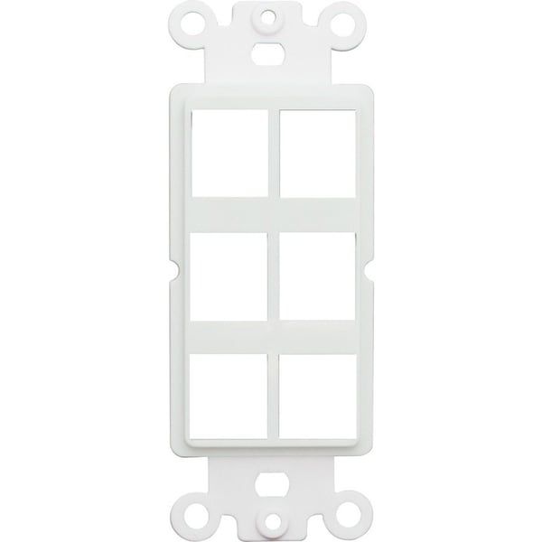 Cable Wholesale Decora Wall Plate Insert, White, 6 Hole for Keystone Jack 302-6D-W - main