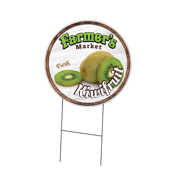 Signmission Farmers Market Kiwifruit Double Sided Corrugated Plastic Circle Yard Sign, C-24-CIR-DS-WS- Kiwifruit C-24-CIR-DS-WS- Kiwifruit - main