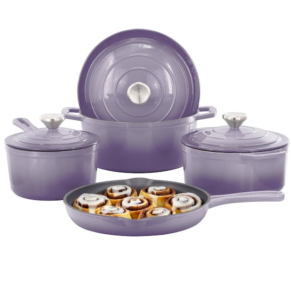 Megachef 7 Piece Enameled Cast Iron Cookware Set in Purple 750124529M - main