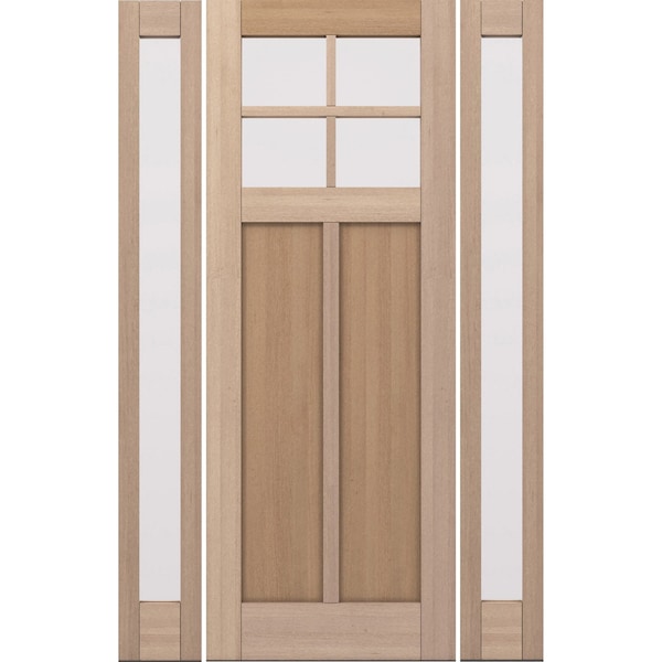 Doornmore CRF-P2G4, 65.25" x 98" ( 36" Door + 2x12" Side) Left Hand, Mahogany SDL 4 Lite Exterior Door CRF-P2G4-SW-3696-G101-SL_1-2_LI - main