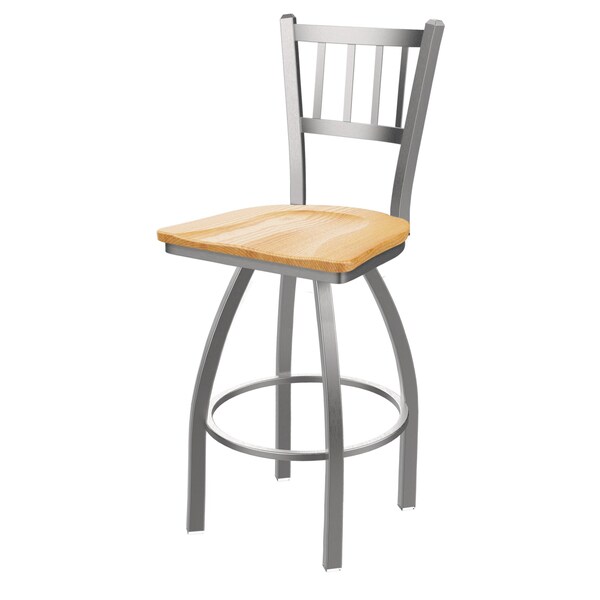 Holland Bar Stool Co 810 Contessa Stainless Steel 36in Swivel Bar Stool with Natural Oak Seat 81036SSNatOak - main