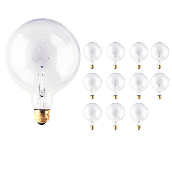 Bulbrite Incandescent G40 Medium Screw Base E26 Light Bulb, 100W, Clear, 12PK 861055 - main