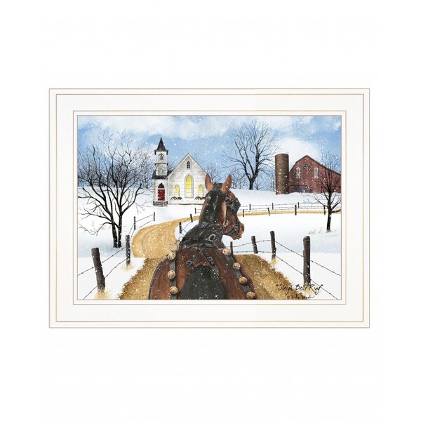 Homeroots Sleigh Bells Ring 2 White Framed Print Wall Art 407541 - main