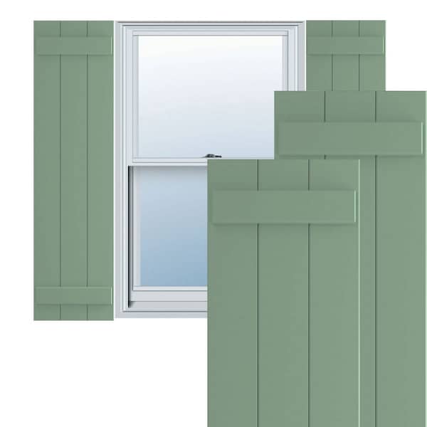 Ekena Millwork True Fit PVC, Three Board Joined Board-n-Batten Shutters, Track Green, 16 1/8W x 32H, PR TFP101BBF16X032TG - main