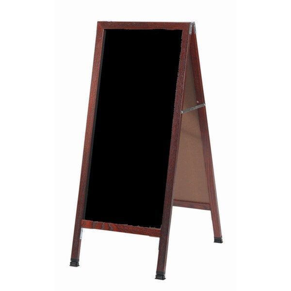 Aarco A-Frame Sidewalk Board, Black Composition Chalkboard Solid Red Oak Frame w/ Cherry Stain, 42''Hx18''W MA-3B - main