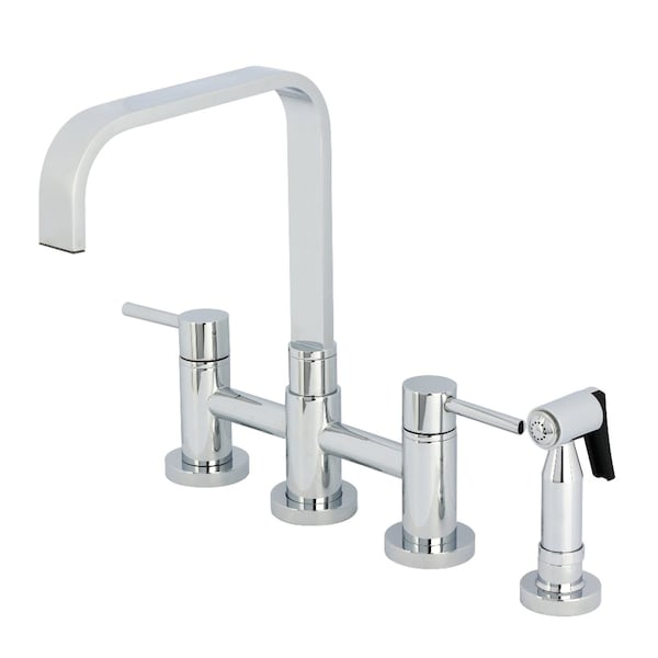 Kingston Brass Bridge Kitchen Faucet with Brass Sprayer, Polished Chrome KS8251DLBS - main