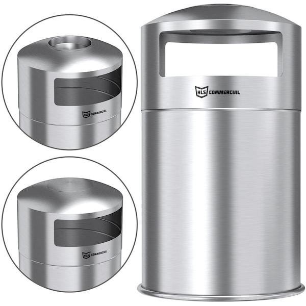 Hls Commercial 50 gal Round Outdoor Can, Silver, Open Top, Stainless Steel, 21.7 in HLS50DSI - main