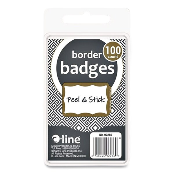 C-Line Products Pressure Sensitive Badge, Gold, PK100 92266 - main