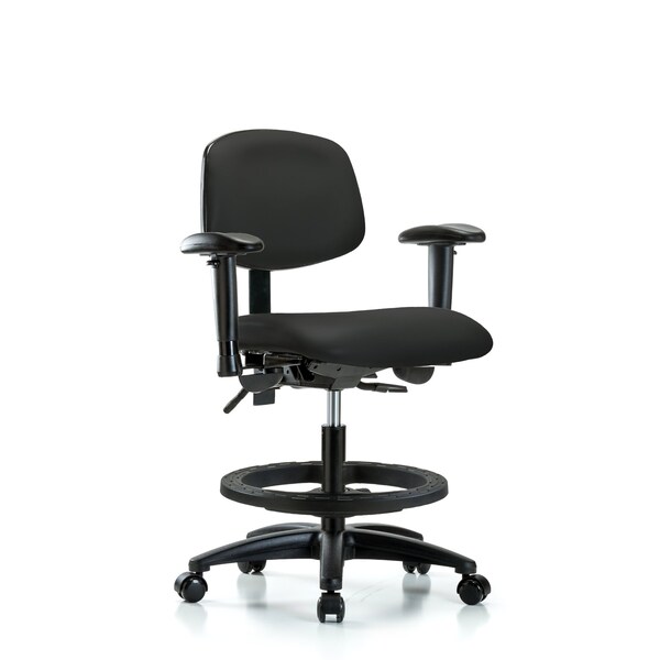 Blue Ridge Ergonomics Chair, Vinyl, Med Bench, AA BF Casters, Blk, 6-Way Adjustable, 22" to 29" Height, Black BR-VMBCH-RG-T0-A1-BF-RC-8540 - main