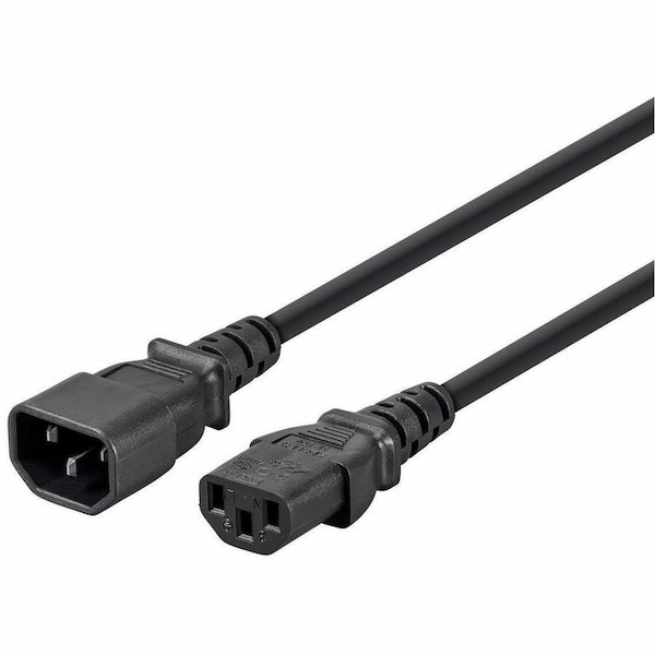 Monoprice SVT; SJT Extension Cord, 18 AWG, Indoor, 18/3, 1 Outlets, IEC 60320 C13, Black, IEC 60320 C14, 6 ft 6448 - main
