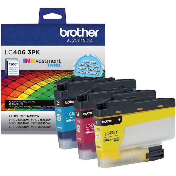 Brother Standard Yield Cyan, Magenta & Yellow Ink Cartridge, 3PK LC4063PKS - main