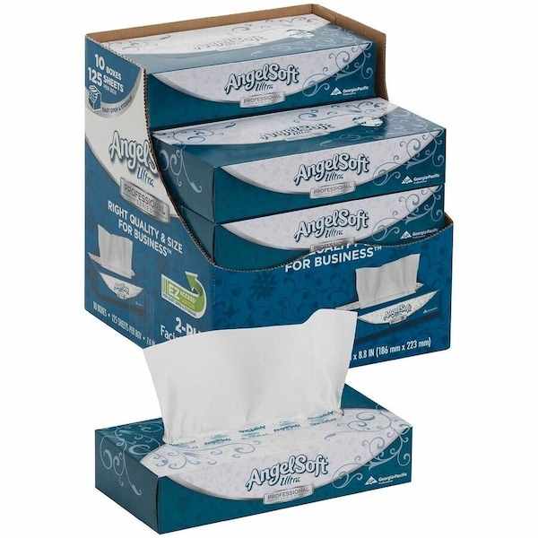 Georgia-Pacific Angel Soft Ultra Professional Series 2 Ply Facial Tissue, 125 Sheets, 10 PK 4836014 - main