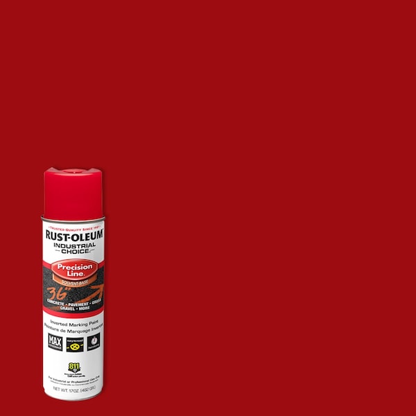Rust-Oleum Precision Line Marking Paint, Inverted, Safety Red, 17 oz 203029V - main