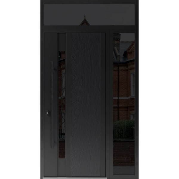 Vdomdoors Steel Door Dekton 0163 Ardesia Nero Side and Top Exterior Window Sidelite Entry Door Painted W36+14 DEKTON0163EXD-ARD-W36+14xH80+16-RH-I - main