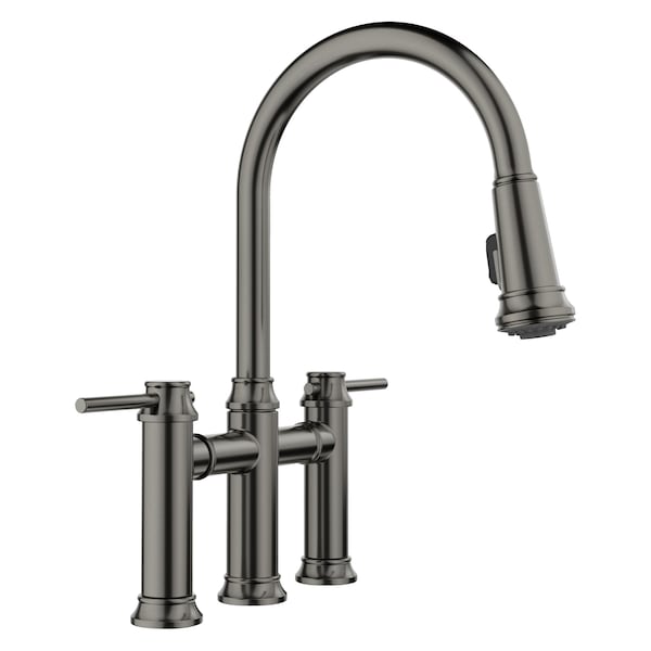 Blanco Empressa Bridge Pull-Down 1.5 GPM, Satin Dark Steel 443263 - main