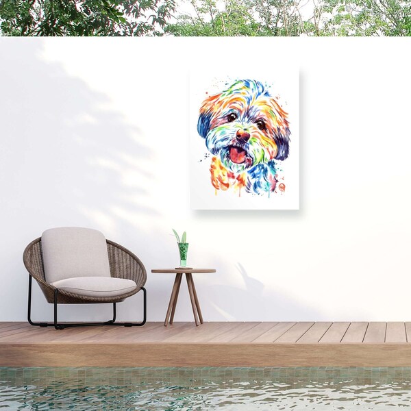 Trademark Fine Art Outdoor Canvas Art Lisa Whitehouse 'Shorkie' Wall Art for Patios, or Gardens GRL01937-OC2432WR - main