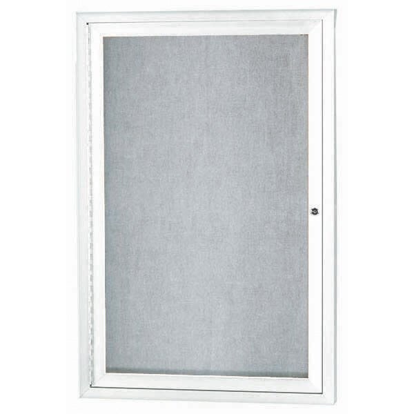 Aarco Outdoor Enclosed Bulletin Board w/ Al Frame, Standard Vinyl, Frame is Powder Coated White, 24''Hx18''W ODCC2418RW - main