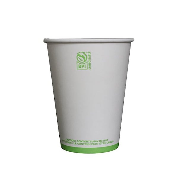 Kitch 24/7 Disposables White Compostable Paper Hot Cup, 12 Ounce, 1000PK KC-SC12W - main