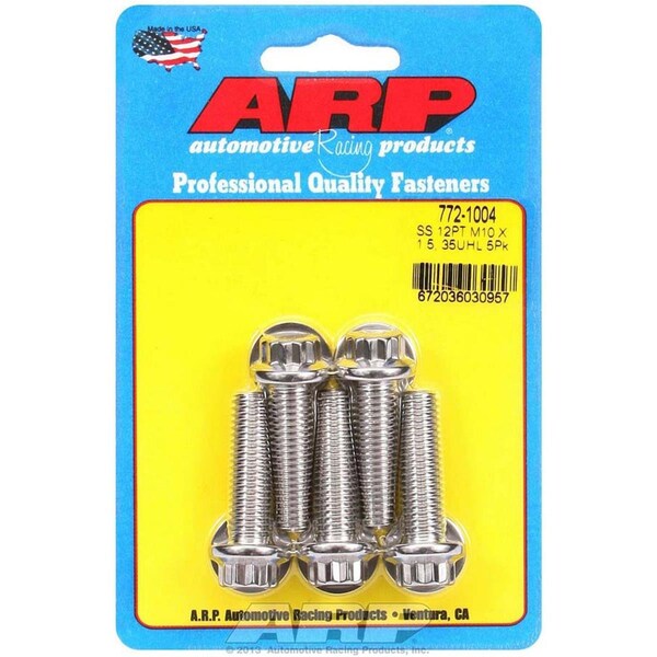 Homestead 772-1004 10 x 1.5 x 35 mm 12-Point Stainless Steel Bolt, 5PK HO3621384 - main