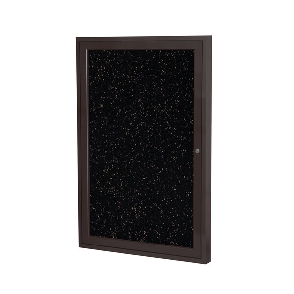 Ghent 1 Door Enclosed Recycled Rubber Bulletin Board, Bronze Aluminum Frame, 3'H x 2'W, Tan Speckled PB13624TR-TN - main