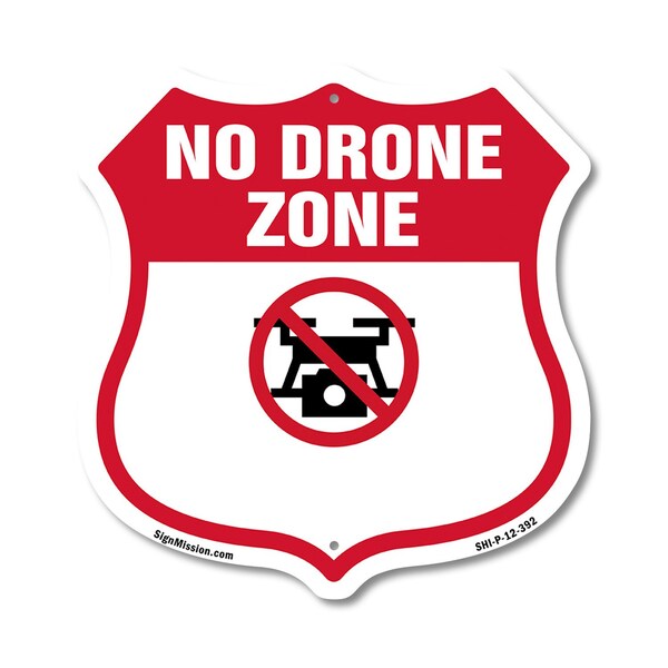 Signmission No Drone Shield Sign No Drone Zone From, 12 Inch X 12 Inch, Plastic Sign SHI-P-12-392 - main