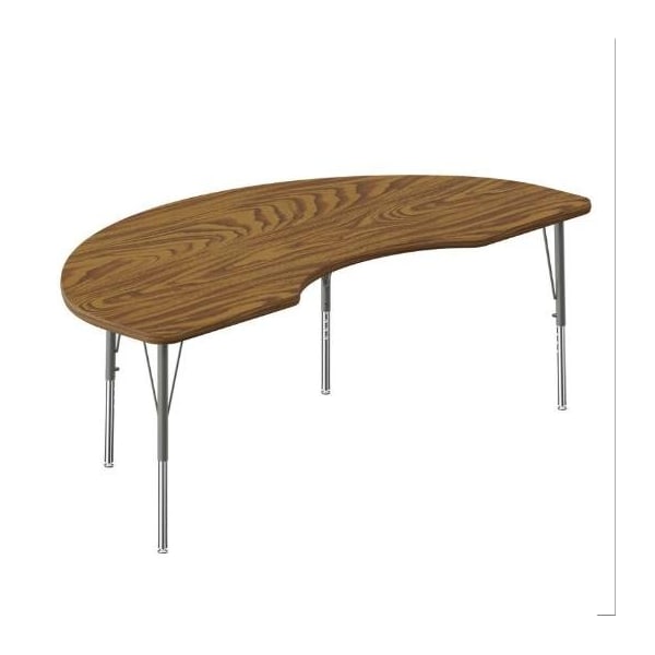 Correll Kidney HPL Activity Table, 72 in W, 36 in L, 19 in to 29 in H, Particleboard, Medium Oak A3672-KID-06-14-06 - main