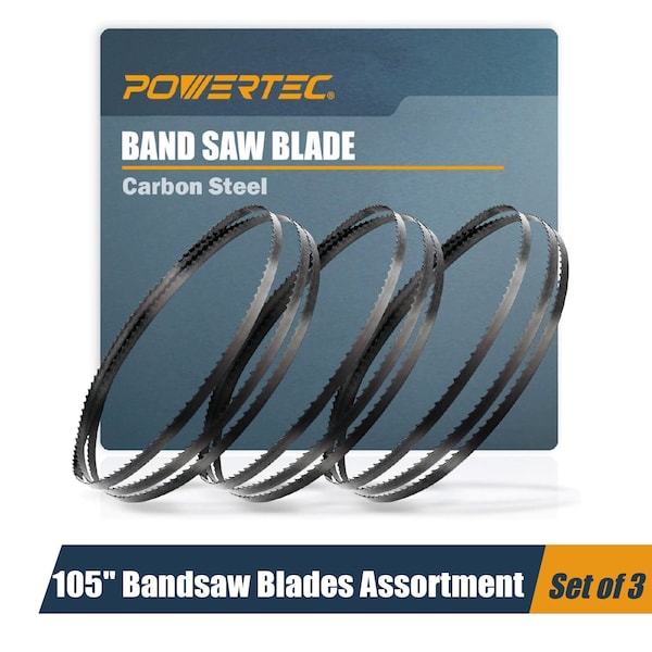Powertec 105" High Carbon Steel Band Saw Blades Assortment for Delta 14 in. Bandsaw with Riser Block 13625 - main