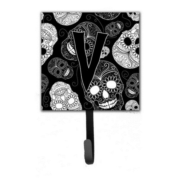 Carolines Treasures Letter V Day Of The Dead Skulls Black Leash and Key Holder CJ2008-VSH4 - main