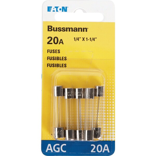 Eaton Bussmann 20A 32V AGC Glass Tube Automotive Fuse, 5PK BP/AGC-20-RP - main