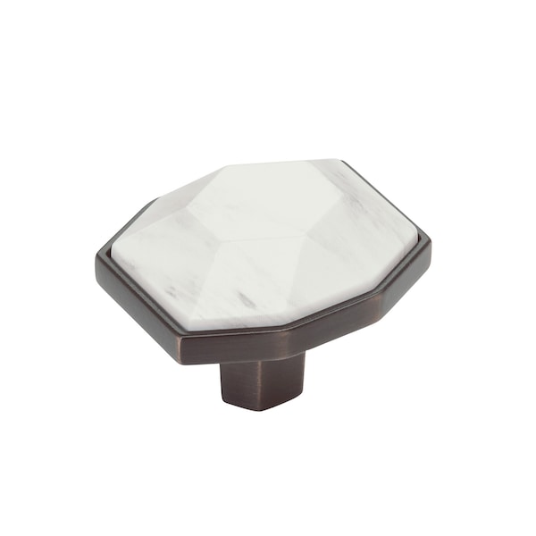 Amerock Carrione 1-5/8 inch 41mm Length Marble White/Oil-Rubbed Bronze Cabinet Knob BP36638MWORB - main