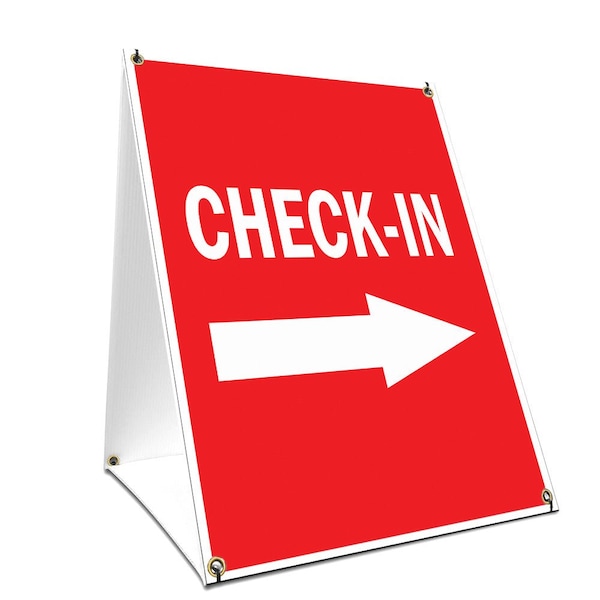 Signmission Check-in With Arrow, 36 Inch x 24 Inch A-frame Yard Sign, Plastic Sign SBC-2436-Check-in With Arrow - main