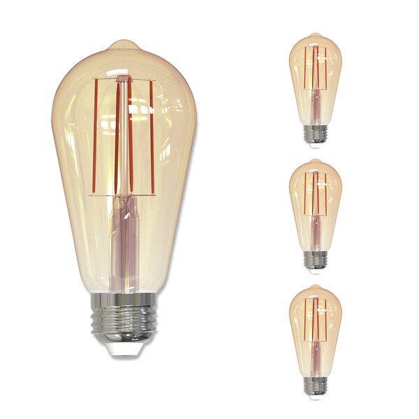Bulbrite LED Filament 5W Dimmable ST18 Light Bulbs, Antique Glass, Medium E26 Base, 2200K, 450lu, 4PK 862795 - main
