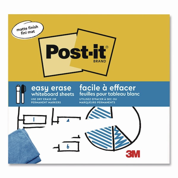 Post-It Easy-Erase Whiteboard Sheets, Plastic Surface, 9.1 x 9.1, White, 2PK FWS-SHEETS-2PK - main