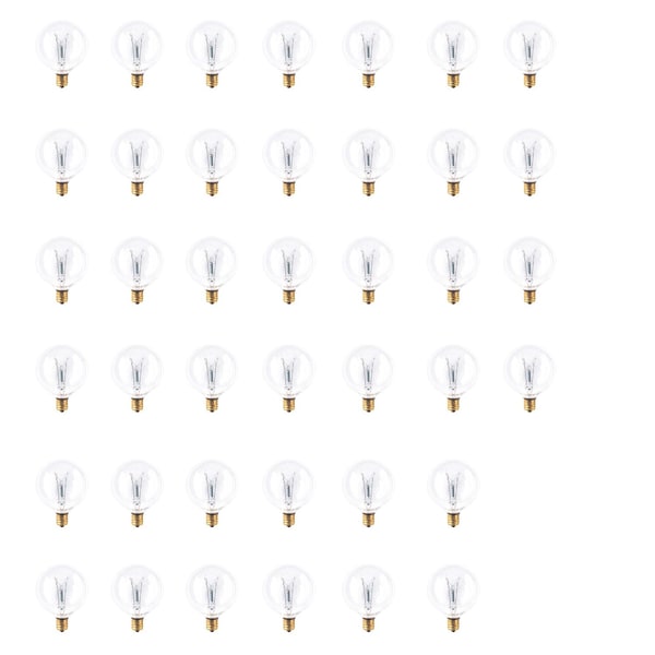 Bulbrite 15W Dimmable Clear G16.5 Incandescent Light Bulbs, Candelabra E12 Base, 2700K, 40PK 861172 - main