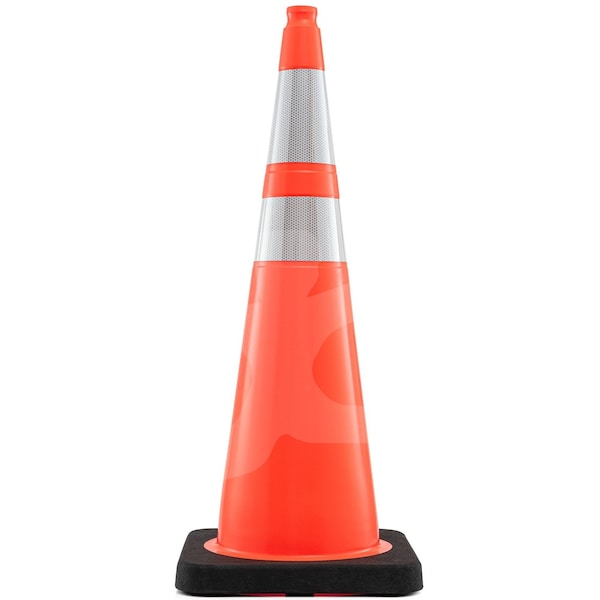 Xpose Safety 36 Inch Multipurpose PVC Orange Traffic Cone with 6in & 4in Reflective Collars, 12lb base OTC36-64-12L-1-X - main