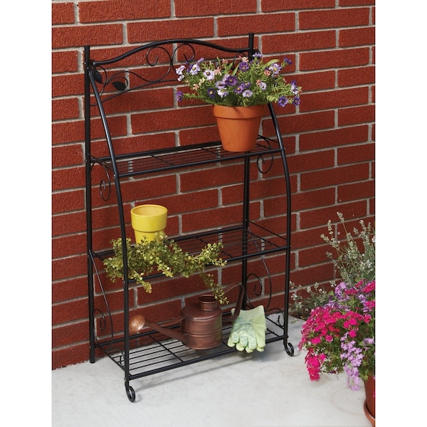 Best Garden Black Powder-Coat Steel 38'' H. 3-Shelf Indoor/Outdoor Plant Stand PS1314 - main