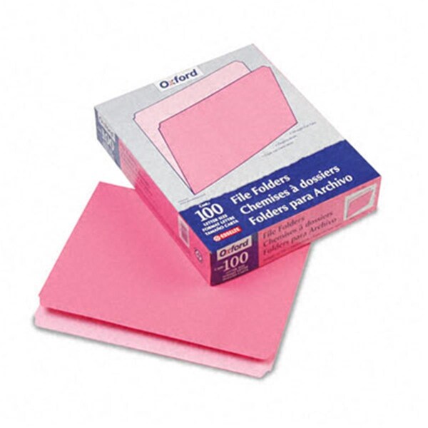 Pendaflex Two-Tone File Folders- Straight Cut- Top Tab- Letter- Pink/Light Pink, 100PK 152-PIN - main