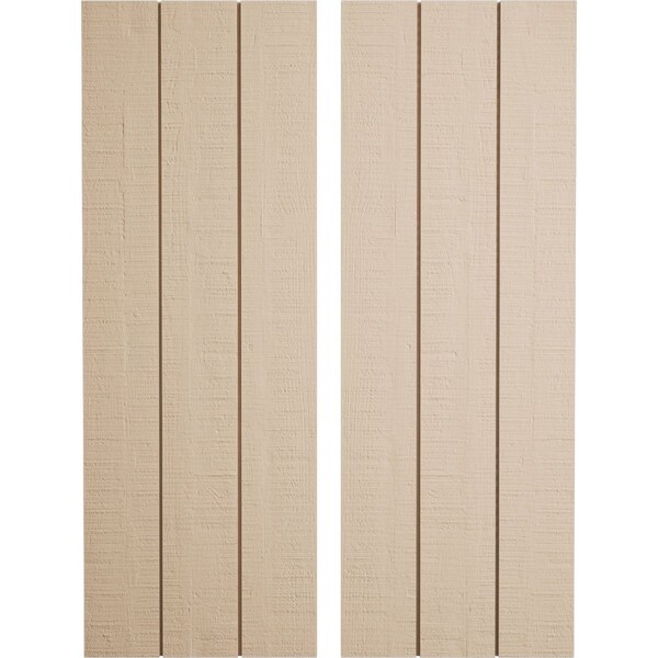 Ekena Millwork Rustic Three Board Joined Board-n-Batten Rough Cedar Faux Wood Shutters w/No Batten, 16 1/2"W x 32"H SHUBJN16X32RCPR - main