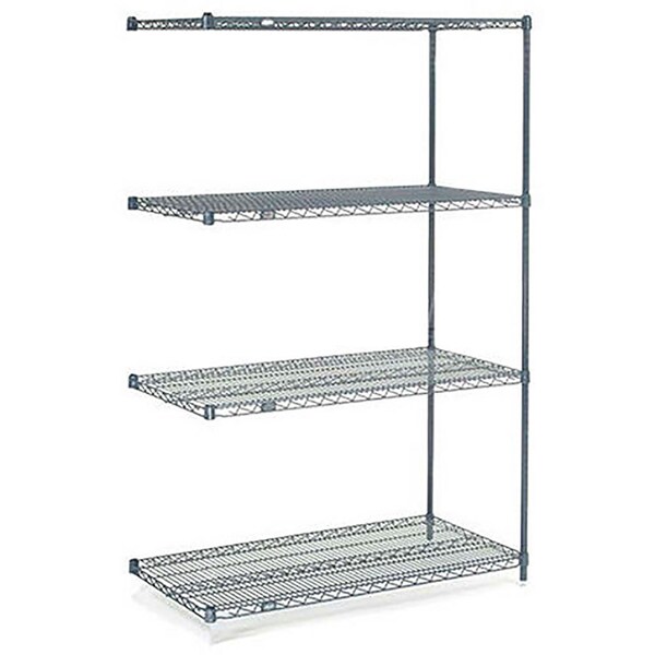 Global Industrial Nexel 4 Shelf, Nexelon Blue Wire Shelving Unit, Add On, 30"W x 18"D x 54"H B969910 - main