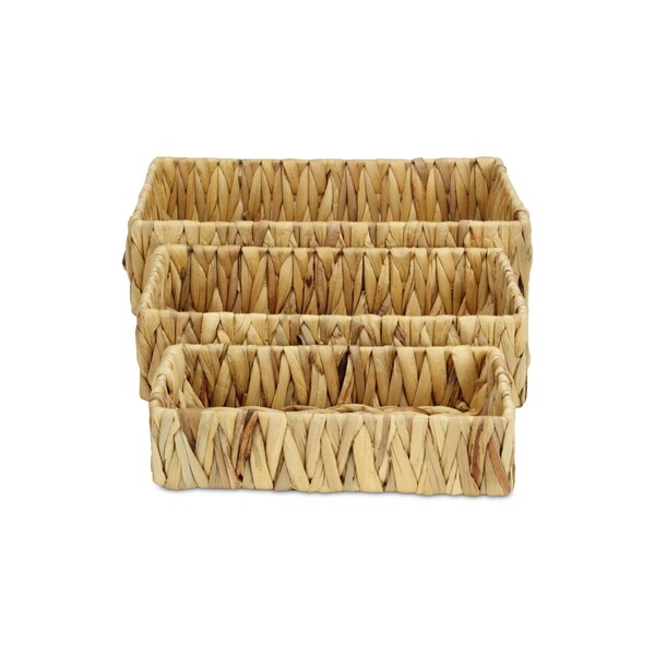 Homeroots Set of Three Natural Water Hyacinth Rectangular Baskets 571503 - main