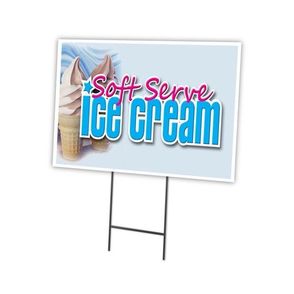 Signmission Soft Serve Ice Cream Yard & Stake outdoor plastic coroplast window, C-1216-DS-Soft Serve Ice Cream C-1216-DS-Soft Serve Ice Cream - main