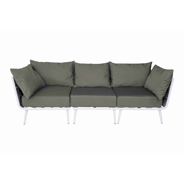 Bfm Seating Cayman Sofa - Medium Gray flat rope, White powder coat aluminum, ganging bracket PHPGRWH-54048 - main