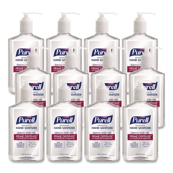 Purell Prime Defense Advanced 85% Alcohol Gel Hand Sanitizer, 12 oz Pump Bottle, Clean Scent, 12PK 3699-12 CT - main