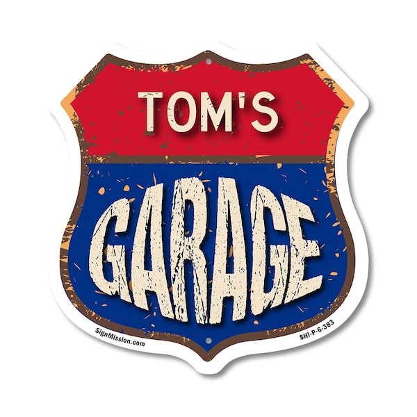 Signmission Tom's Garage, 6 Inch X 6 Inch, Plastic Sign SHI-P-6-383-TOM - main