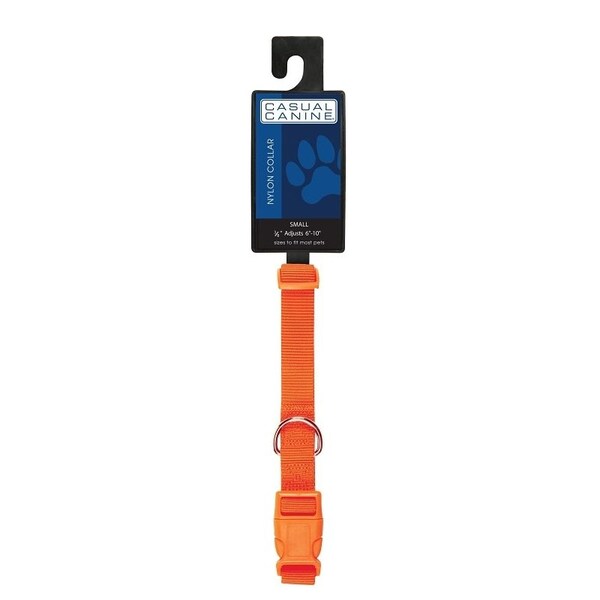 Casual Canine Dog Collar, Buckle Link, 14 to 20 in L Collar, 58 in W Collar, Nylon, Orange ZM2391 14 69 - main