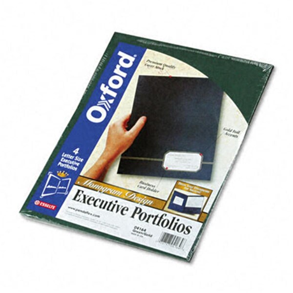 Oxford Monogram Series Business Portfolio Premium Cover Stock Green/Gold, 4PK 4164 - main