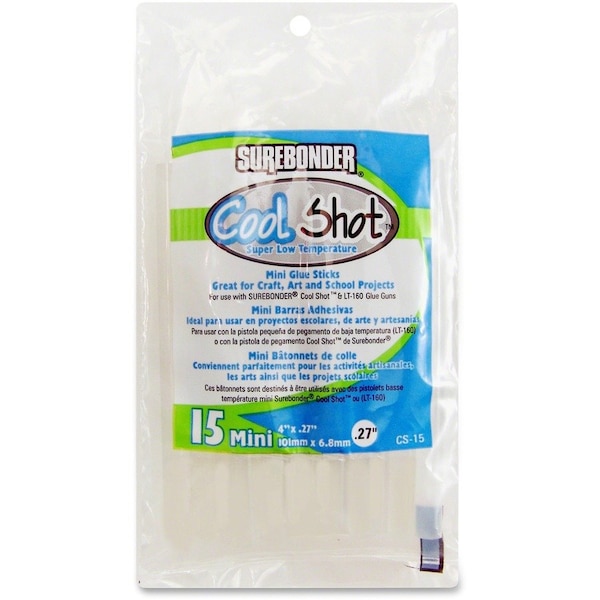 Surebonder 0.27 in. D X 4 in. L Cool Shot Mini Glue Sticks Clear , 15PK CS-15 - main
