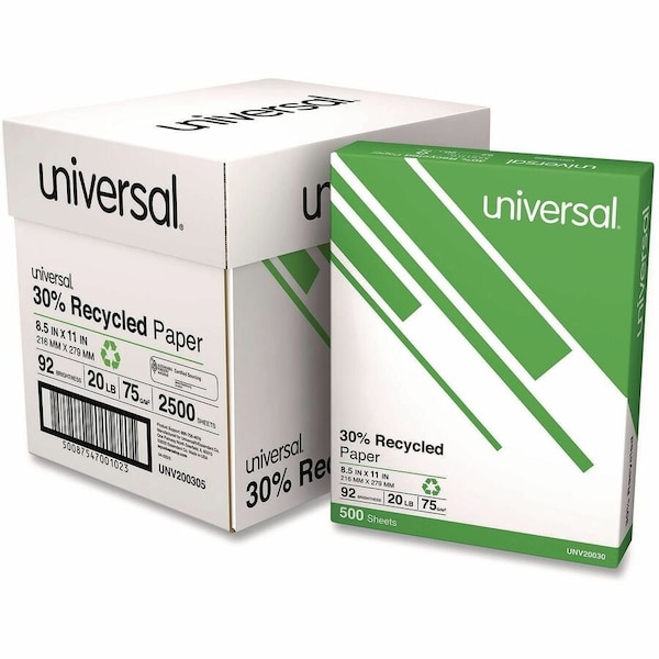 Universal PAPER, 20#, 30% RECY, 5RM, WH, 5PK UNV200305 - main