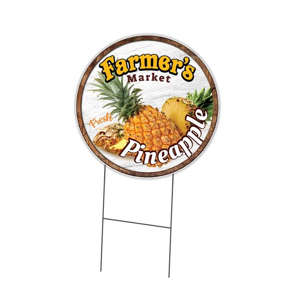 Signmission Farmers Market Pineapple Double Sided Corrugated Plastic Circle Yard Sign, C-24-CIR-DS-WS- Pineapple C-24-CIR-DS-WS- Pineapple - main